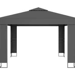 vidaXL Cenador con doble techo y tira de luces LED 3x3 m Antracita