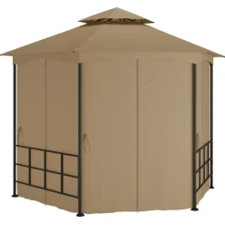 vidaXL Jardín-Cenador con paredes laterales gris taupe 3,1x2,7 m