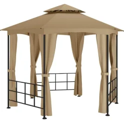vidaXL Jardín-Cenador con paredes laterales gris taupe 3,1x2,7 m