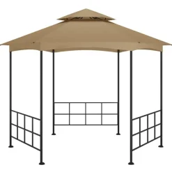 vidaXL Jardín-Cenador con paredes laterales gris taupe 3,1x2,7 m