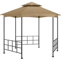 vidaXL Jardín-Cenador con paredes laterales gris taupe 3,1x2,7 m