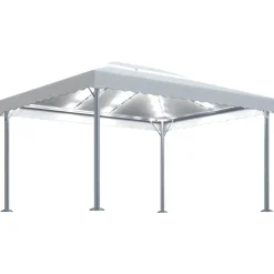 vidaXL Jardín-Cenador con tira de luces LED aluminio 400x300 cm