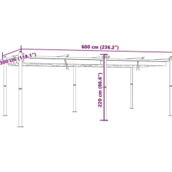 vidaXL Jardín-Cenador de jardín con techo retráctil aluminio 3x6 m