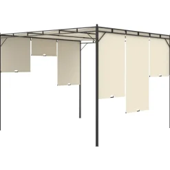 vidaXL Cenador de jardín con cortina lateral color 3x3x2,25 m Crema Hot