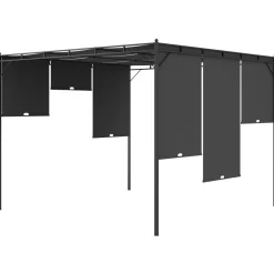 vidaXL Jardín-Cenador de jardín con cortina lateral gris 3x3x2,25 m