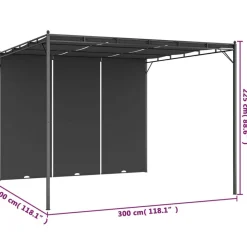 vidaXL Jardín-Cenador de jardín con cortina lateral gris 3x3x2,25 m
