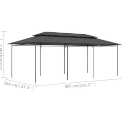 vidaXL Cenador gris 600x298x270 cm Antracita Hot