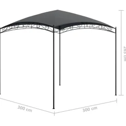 vidaXL Cenador gris 3x3x2,65 m 180 g/m² Antracita Hot