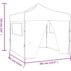 vidaXL Cenador plegable con 4 paredes colore 3x3 m Crema Online