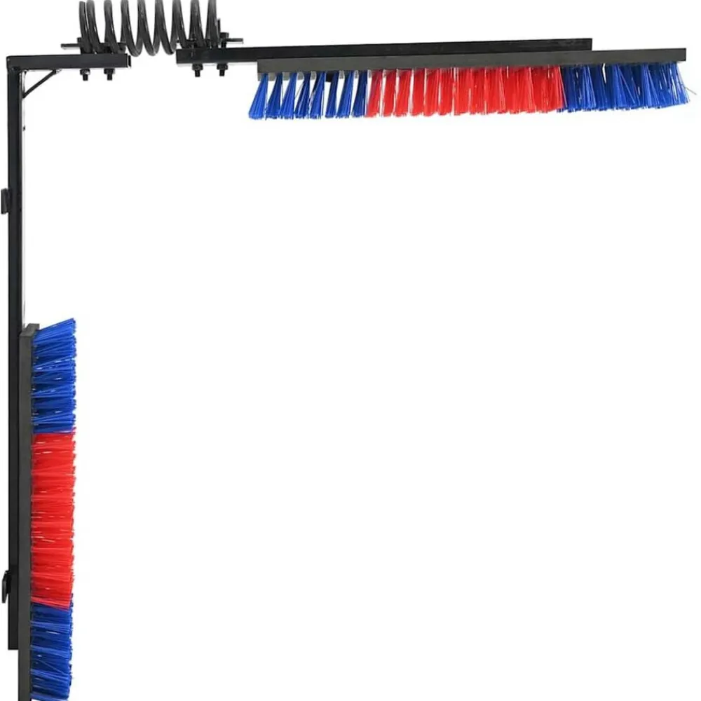 vidaXL Cepillos para Ganado Ajustable Rojo y Azul 84 x 10 x 91 cm PVC Azul y rojo Clearance