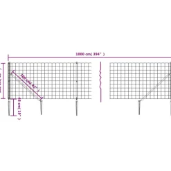 vidaXL Cerca de alambre con pinchos de anclaje gris 1x10 m Antracita Discount