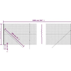 vidaXL Cerca de alambre de acero galvanizado gris 1,4x10 m Antracita Outlet
