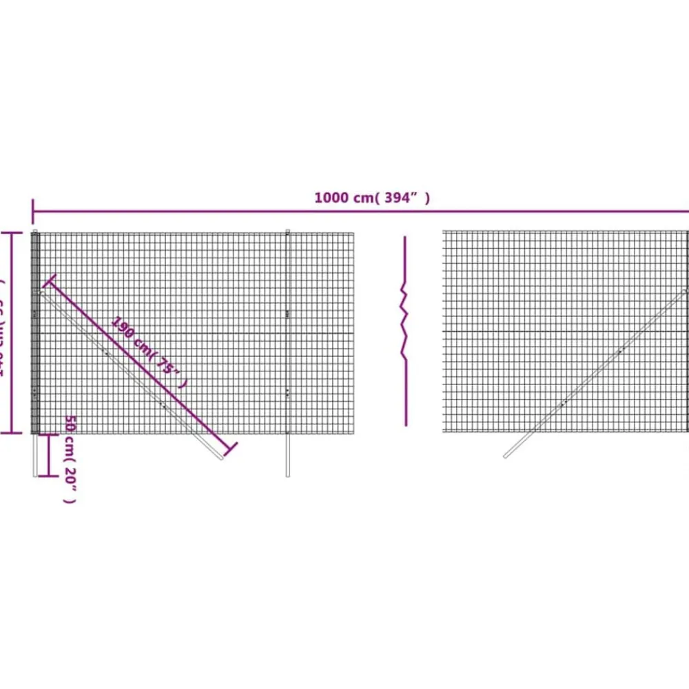 vidaXL Vallas De Jardín-Cerca de alambre de acero galvanizado gris 1,4x10 m