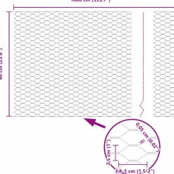 vidaXL Cerca Hexagonal Plateado 0,6 x 10 m Acero galvanizado Clearance
