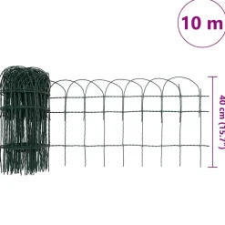 vidaXL Vallas De Jardín-Cerca para césped de hierro recubierto en polvo 10x0,4 m