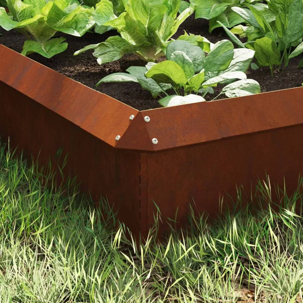 vidaXL Vallas De Jardín-Cercas para caracoles 8 pcs Oxidado Acero autopatinable