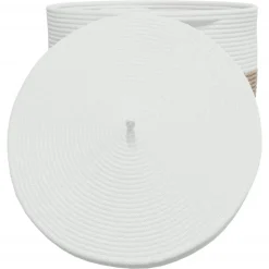 vidaXL Cesta de almacenaje con tapa algodón marrón y blanco Ø40x35 cm Marr&oacute;n Online