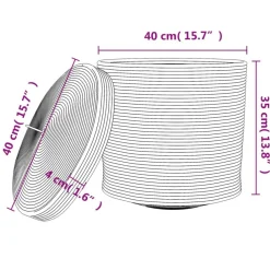vidaXL Cesta de almacenaje con tapa algodón marrón y blanco Ø40x35 cm Marr&oacute;n Online