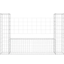 vidaXL Vallas De Jardín-Cesta de gaviones forma de U 2 postes de hierro 140x20x100 cm