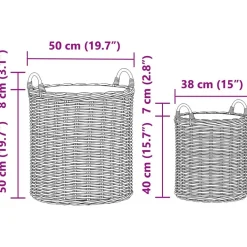 vidaXL Cesta de Maceta con almacenamiento 2 pcs Rattan Lacak Gris Hot