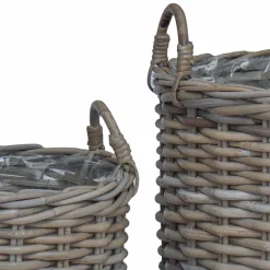 vidaXL Cesta de Maceta con almacenamiento 2 pcs Rattan Lacak Gris Hot