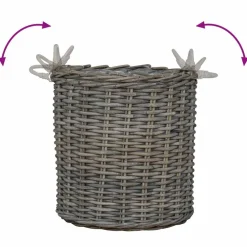 vidaXL Cesta de Maceta con almacenamiento 2 pcs Rattan Lacak Gris Hot