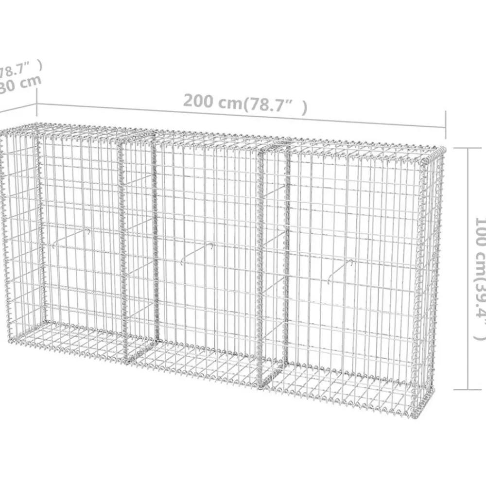 vidaXL Vallas De Jardín-Cesta de muro de gaviones acero galvanizado 200x30x100 cm