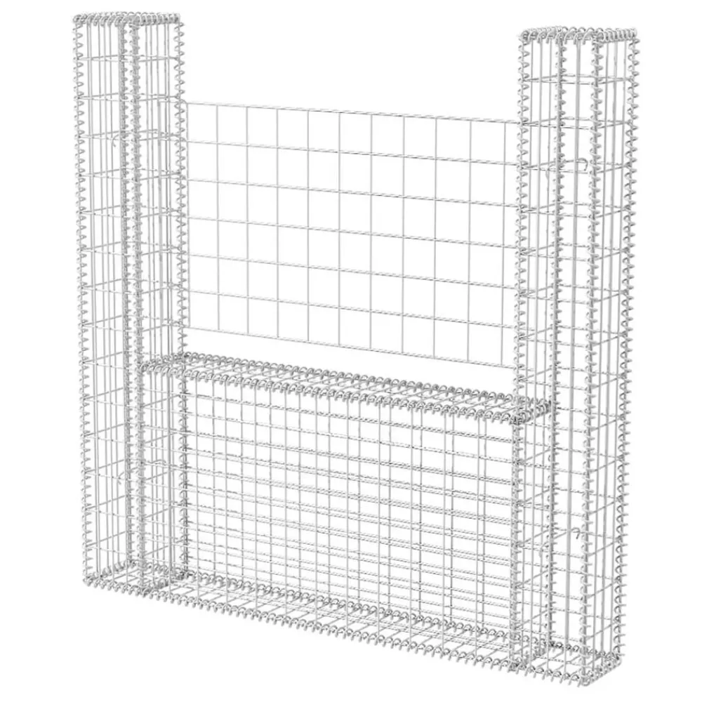 vidaXL Vallas De Jardín-Cesta en forma de U muro de gaviones galvanizado 160x20x150 cm