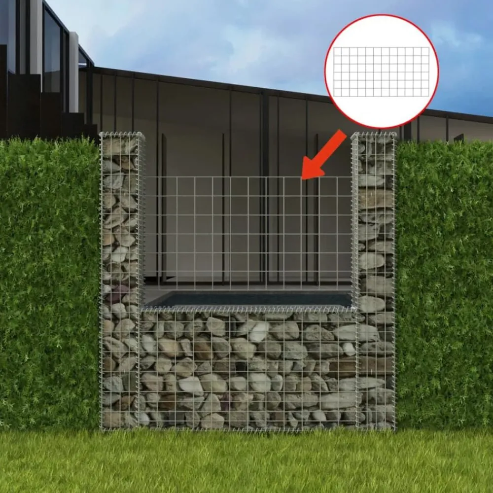 vidaXL Vallas De Jardín-Cesta en forma de U muro de gaviones galvanizado 160x20x150 cm