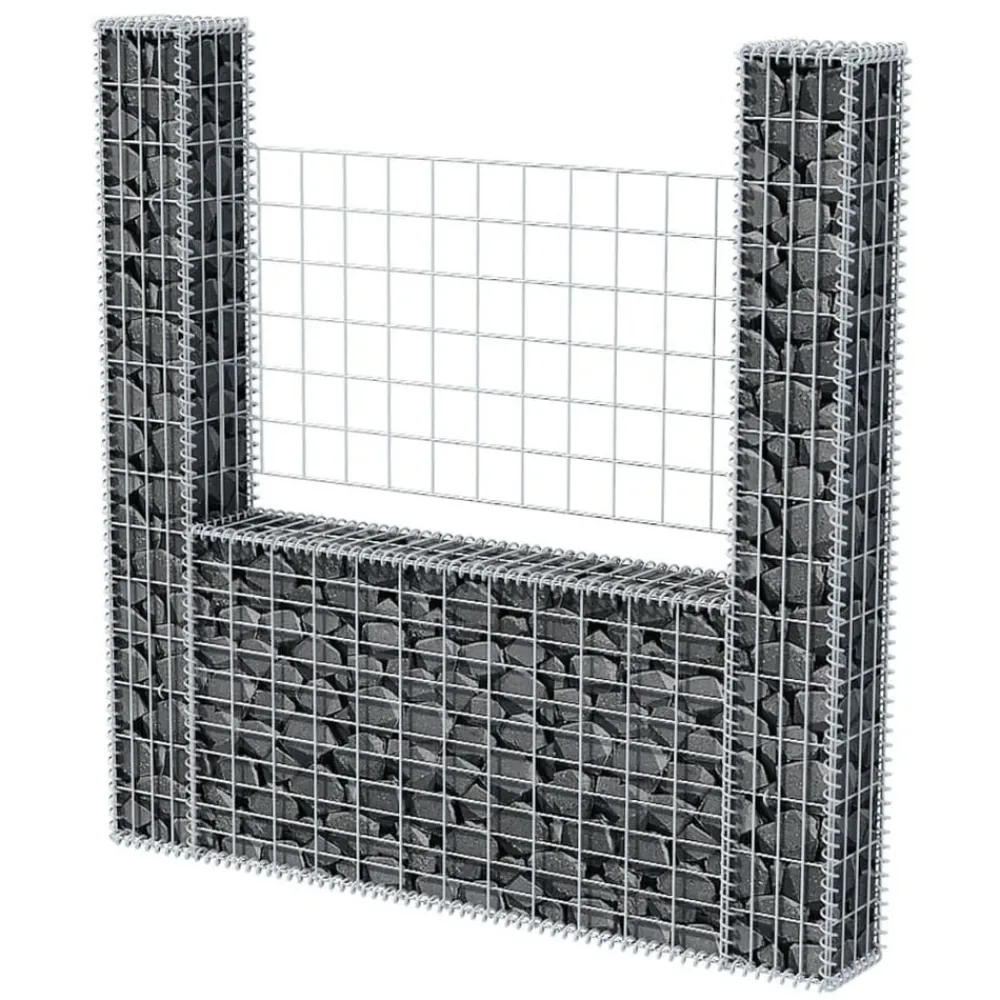 vidaXL Vallas De Jardín-Cesta en forma de U muro de gaviones galvanizado 160x20x150 cm