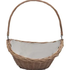 vidaXL Accesorios Para Hornos De Leña Y Chimeneas-Cesta para leña con asas sauce marrón 57x46,5x52 cm