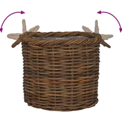 vidaXL Cesta para Plantas con almacenamiento 3 pcs Marrón Ratán Kubu Marr&oacute;n