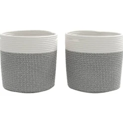 vidaXL Decoración-Cestas de almacenaje 2 uds algodón Ø28x18 cm