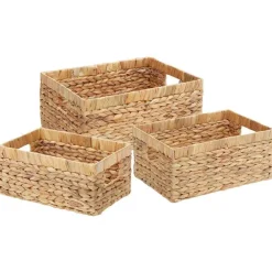 vidaXL Productos Del Hogar-Cestas de Almacenamiento 3 pcs Natural Jacinto de agua