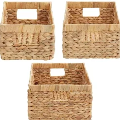 vidaXL Productos Del Hogar-Cestas de Almacenamiento 3 pcs Natural Jacinto de agua