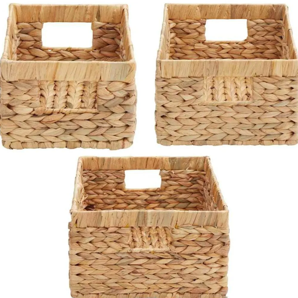vidaXL Productos Del Hogar-Cestas de Almacenamiento 3 pcs Natural Jacinto de agua