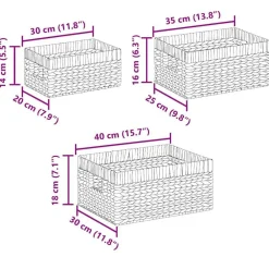 vidaXL Productos Del Hogar-Cestas de Almacenamiento 3 pcs Natural Jacinto de agua