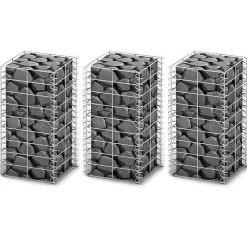 vidaXL Vallas De Jardín-Cestas de muro de gaviones alambre galvanizado 25x25x50cm 3 uds