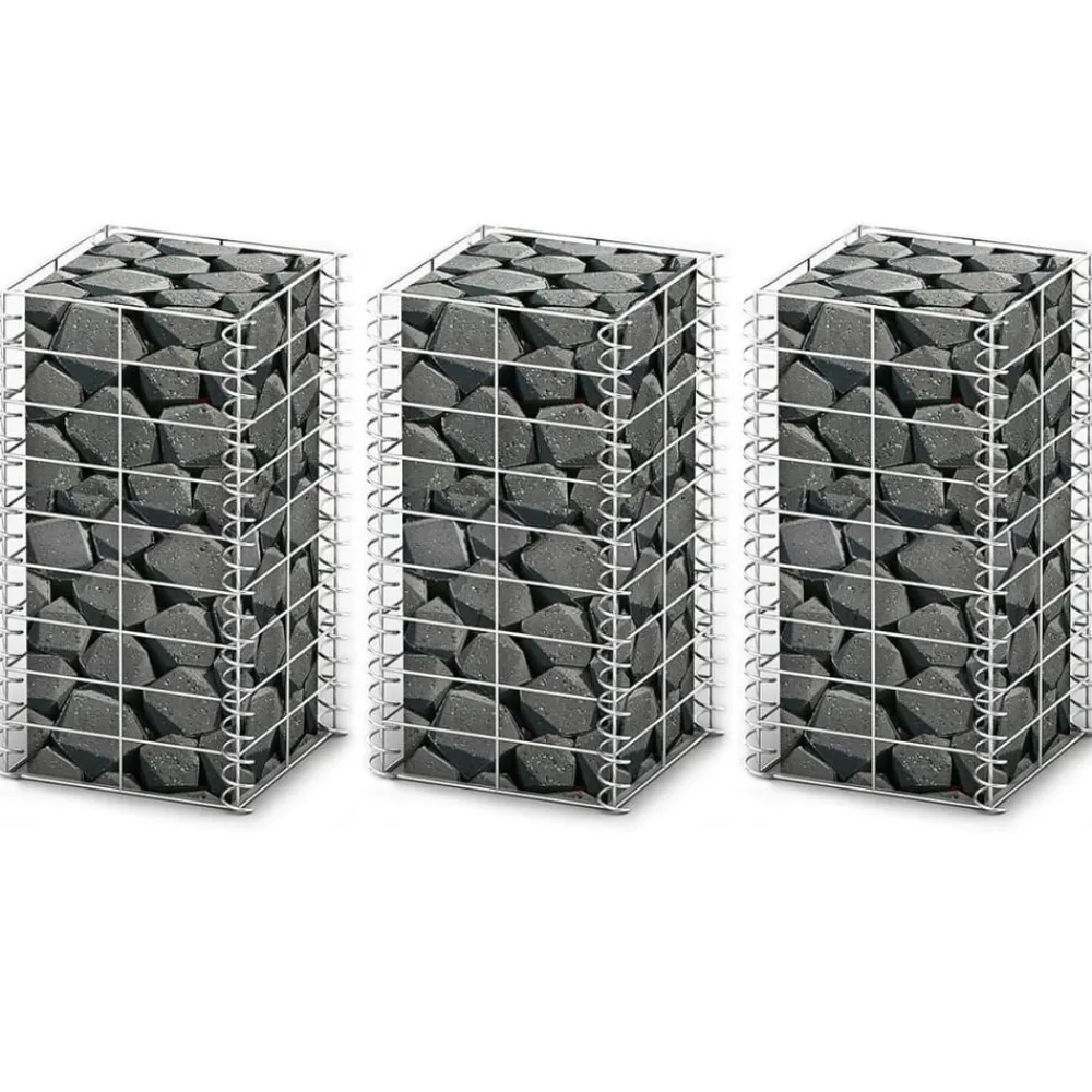 vidaXL Vallas De Jardín-Cestas de muro de gaviones alambre galvanizado 25x25x50cm 3 uds