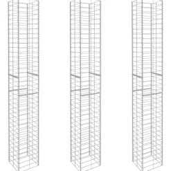 vidaXL Vallas De Jardín-Cestas de muro de gaviones 3 uds acero galvanizado 25x25x197cm