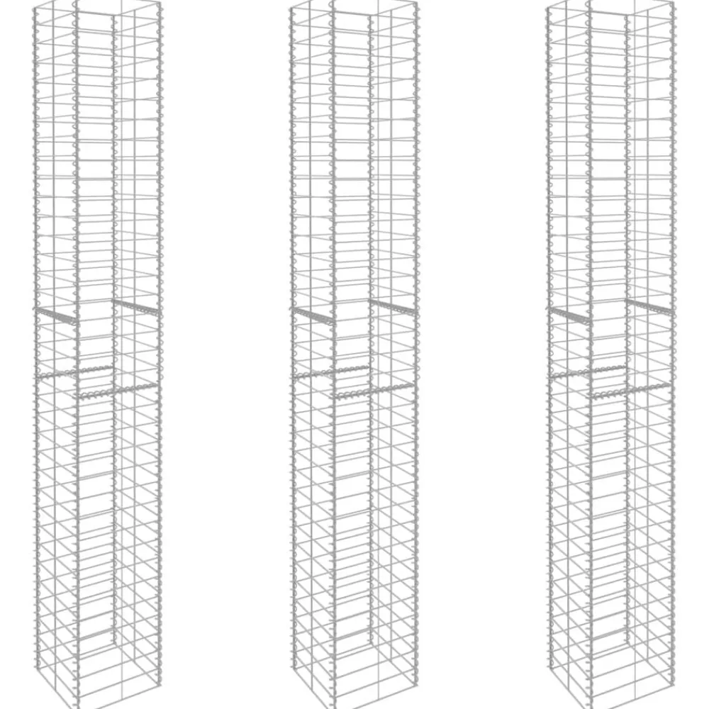 vidaXL Vallas De Jardín-Cestas de muro de gaviones 3 uds acero galvanizado 25x25x197cm