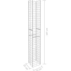 vidaXL Vallas De Jardín-Cestas de muro de gaviones 3 uds acero galvanizado 25x25x197cm