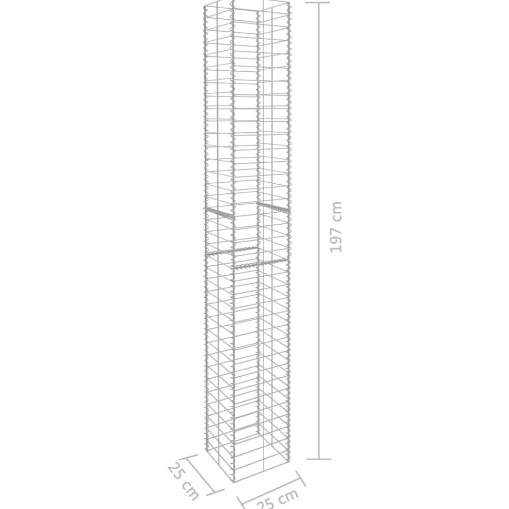 vidaXL Vallas De Jardín-Cestas de muro de gaviones 3 uds acero galvanizado 25x25x197cm