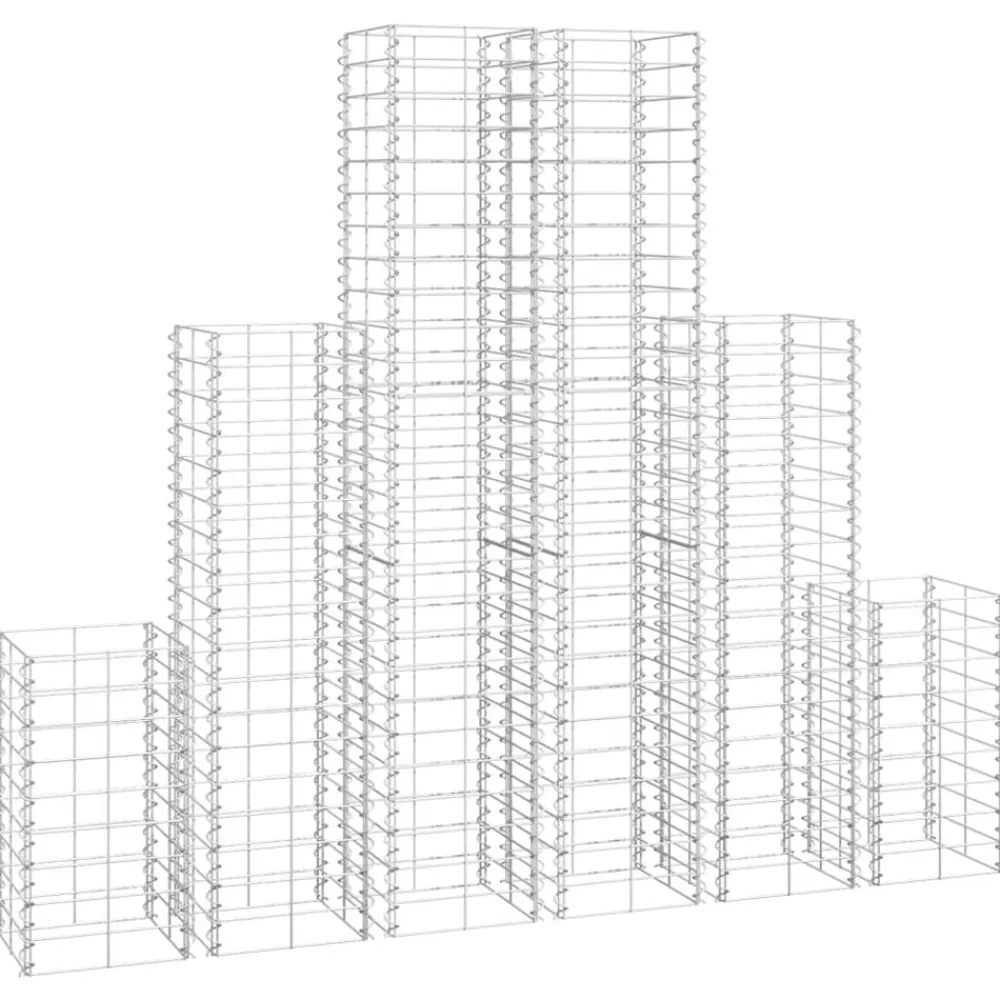 vidaXL Vallas De Jardín-Cestas de muro de gaviones alambre galvanizado 6 unidades