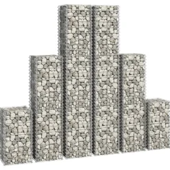 vidaXL Vallas De Jardín-Cestas de muro de gaviones alambre galvanizado 6 unidades