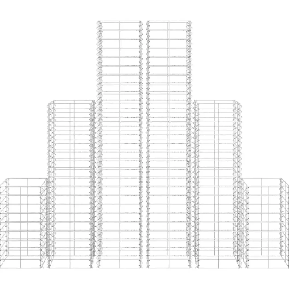 vidaXL Vallas De Jardín-Cestas de muro de gaviones alambre galvanizado 6 unidades