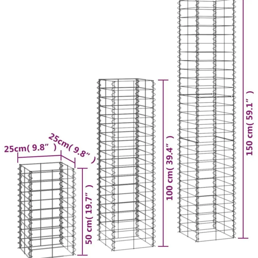 vidaXL Vallas De Jardín-Cestas de muro de gaviones alambre galvanizado 6 unidades