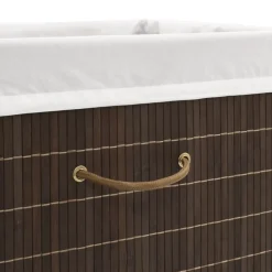 vidaXL Productos Del Hogar-Cesto de la ropa de bambú rectangular marrón oscuro