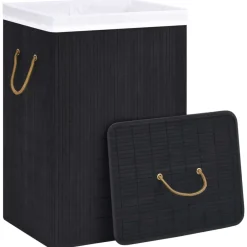 vidaXL Productos Del Hogar-Cesto de la ropa sucia de bambú 2 secciones 72 l