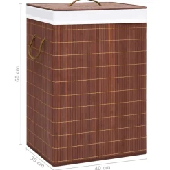 vidaXL Cesto de la ropa sucia de bambú 2 secciones marrón 72 l Marr&oacute;n oscuro Hot